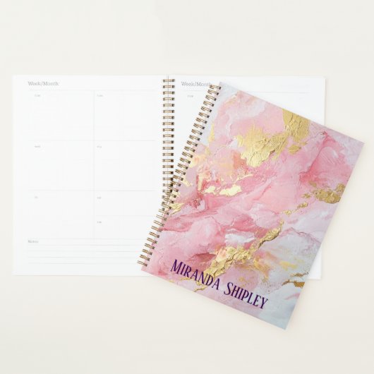 Elegantes Rosa & Gold Lack lila Name Planer (Anzeige)