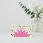 Elegantes Rosa & Gold Lotus Blume Logo Yoga Visitenkarte (Stehend Vorderseite)