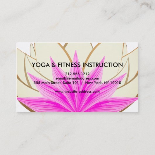 Elegantes Rosa & Gold Lotus Blume Logo Yoga Visitenkarte (Rückseite)