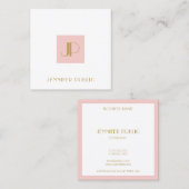 Elegantes Rosa Gold Monogram Modernes Template Quadratische Visitenkarte (Vorne/Hinten)