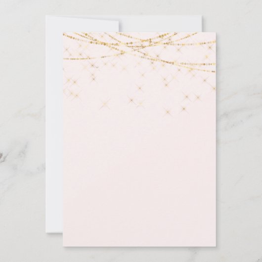 Elegantes Rosa Gold Ornamente Weihnachten Party Einladung (Rückseite)