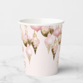 Elegantes Rosa Gold Ornamente Weihnachten Party Pappbecher (Links)