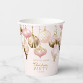 Elegantes Rosa Gold Ornamente Weihnachten Party Pappbecher (Vorderseite)