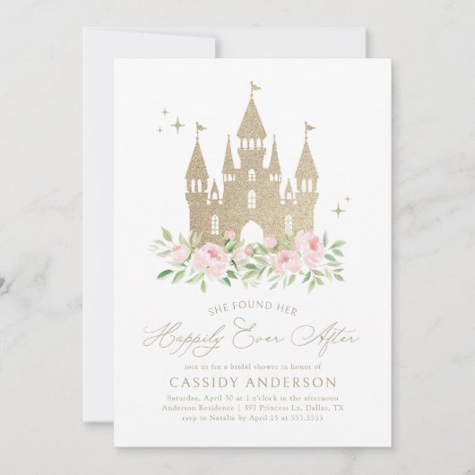 Elegantes Rosa Gold Princess Brautparty Einladung (Vorderseite)