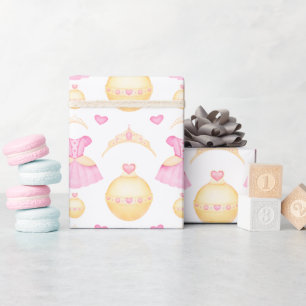 Elegantes Rosa & Gold Prinzessin Tiara Geschenkpapier