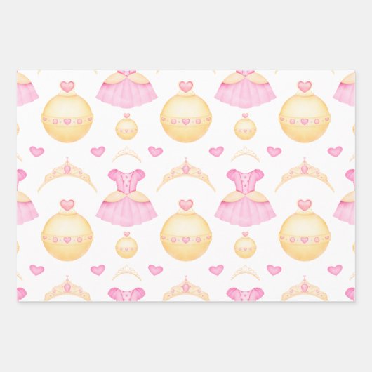 Elegantes Rosa & Gold Prinzessin Tiara Geschenkpapier Set (Vorderseite 3)