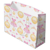 Elegantes Rosa & Gold Prinzessin Tiara Große Geschenktüte (Rückseite Schrägansicht)