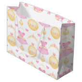 Elegantes Rosa & Gold Prinzessin Tiara Große Geschenktüte (Vorderseite Schrägansicht)