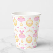 Elegantes Rosa & Gold Prinzessin Tiara Pappbecher (Vorderseite)