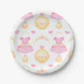 Elegantes Rosa & Gold Prinzessin Tiara Pappteller (Vorderseite)