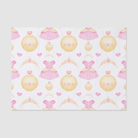 Elegantes Rosa & Gold Prinzessin Tiara Seidenpapier (Vorderseite)