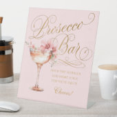 Elegantes Rosa Gold Prosecco Bar Pedestal Sockelschild (In Situ)