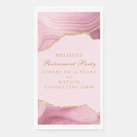 Elegantes Rosa-Gold-Ruhestandsfeier Personalized Serviette (Vorderseite)