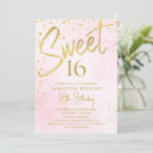 Elegantes Rosa & Gold Sweet 16 Geburtstag