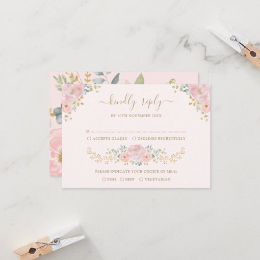 Elegantes Rosa Gold Wasserfarben Blumenzwiebeln RS Karte (Vorderseite/Rückseite Beispiel)