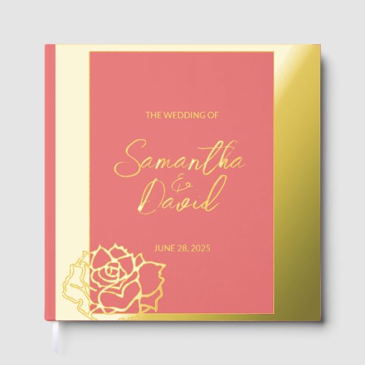 Elegantes Rosa Gold Wedding Foil Gästebuch (Vorderseite)