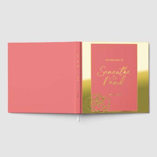 Elegantes Rosa Gold Wedding Foil Gästebuch (Voll)