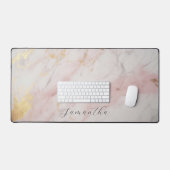 Elegantes Rosa Golden Calligraphy Name Desk Mat Schreibtischunterlage (Tastatur & Maus)