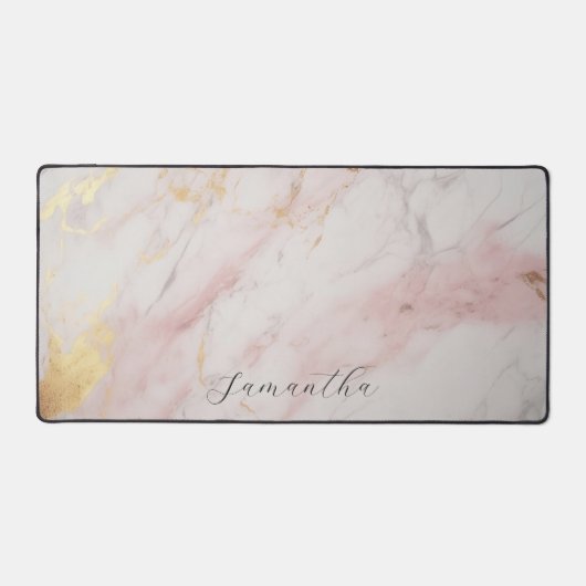 Elegantes Rosa Golden Calligraphy Name Desk Mat Schreibtischunterlage (Vorderseite)