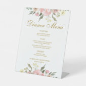 Elegantes rosa Goldenen Peony Floral Wedding Dinne Sockelschild (Vorderseite)