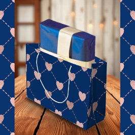 Elegantes Rosa Goldenes Herz Muster romantisch Große Geschenktüte