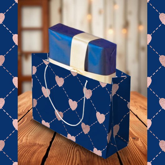 Elegantes Rosa Goldenes Herz Muster romantisch Große Geschenktüte