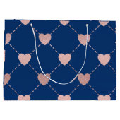 Elegantes Rosa Goldenes Herz Muster romantisch Große Geschenktüte (Rückseite)