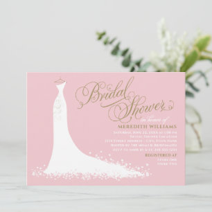 Elegantes rosa-goldenes Hochzeitskleid Brautparty Einladung