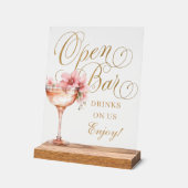 Elegantes rosa goldfarbenes, offenes Bar Akryllisc Acrylschild (Winkel)