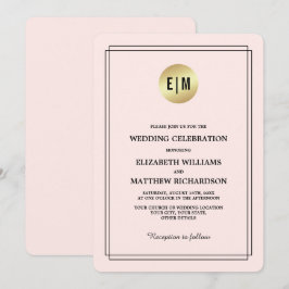 Elegantes Rosa | Goldhochzeit Einladung