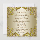 Elegantes Rosa Goldmaske Masquerade Party Einladung (Rückseite)