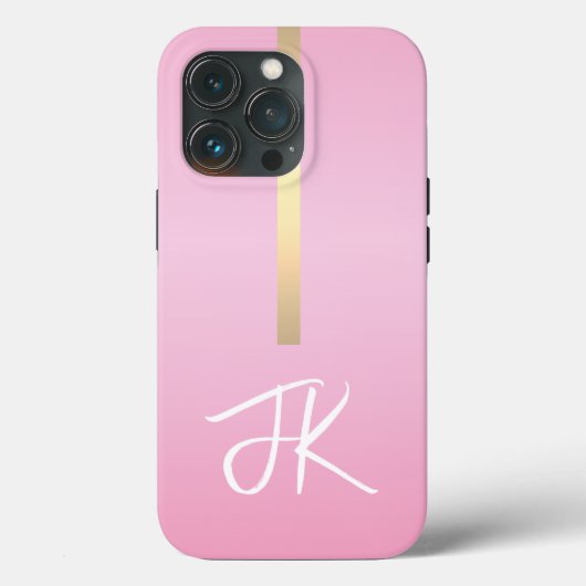 Elegantes rosa Goldmetall mit Monogramm Case-Mate iPhone Hülle (Rückseite)