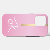 Elegantes rosa Goldmetall mit Monogramm Case-Mate iPhone Hülle (Rückseite (Horizontal))