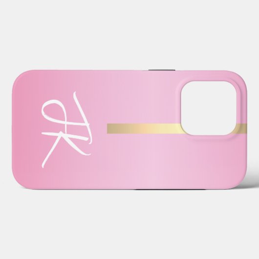 Elegantes rosa Goldmetall mit Monogramm Case-Mate iPhone Hülle (Rückseite (Horizontal))
