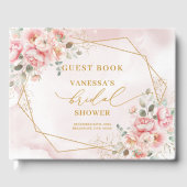 Elegantes Rosa-Goldrahmen-Brautparty Gästebuch (Vorderseite)