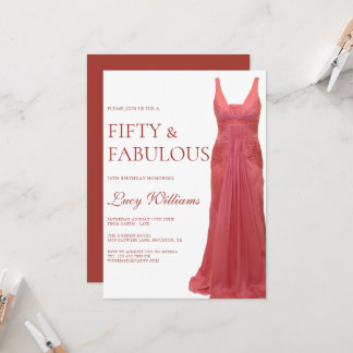Elegantes Rosa Gown, 50. & Fabulous Geburtstag Einladung