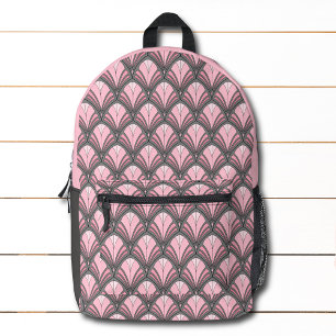 Elegantes Rosa-Grau-Art-Deco-Vintage-Muster Bedruckter Rucksack