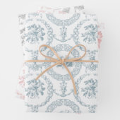 Elegantes Rosa, Grau & Blau auf weißer, graviert B Geschenkpapier Set (Beispiel)