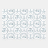 Elegantes Rosa, Grau & Blau auf weißer, graviert B Geschenkpapier Set (Vorderseite)