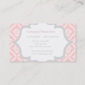 Elegantes rosa, graues, Elfenbeindamastmuster-Mono Visitenkarte (Rückseite)