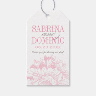 Elegantes rosa, graues, florales Peony Wedding Mon Geschenkanhänger