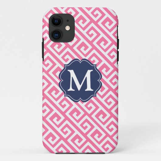 Elegantes rosa griechisches Case-Mate iPhone hülle (Rückseite)