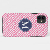 Elegantes rosa griechisches Case-Mate iPhone hülle (Rückseite (Horizontal))