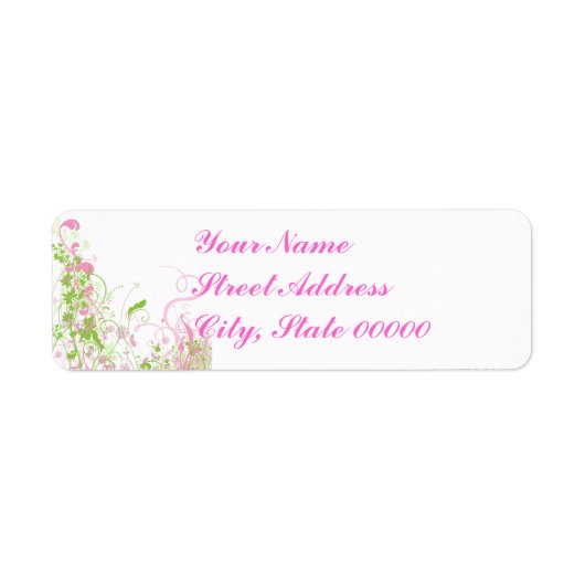 Elegantes Rosa & Grün Florals & Wirbel (Vorne)