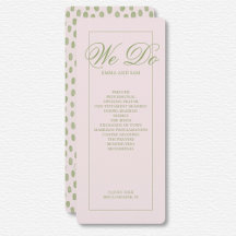 Elegantes, rosa, grün gestrichene Hochzeitsprogram