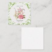 Elegantes Rosa Grüne Blume Brautparty Begleitkarte (Vorne/Hinten)