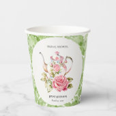 Elegantes Rosa Grüne Blume Brautparty Pappbecher (Vorderseite)