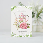 Elegantes Rosa Grüne Blume Brautparty RSVP Karte (Stehend Vorderseite)