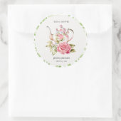 Elegantes Rosa Grüne Blume Brautparty Runder Aufkleber (Tasche)