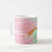 Elegantes rosa grünes Acrylmarbor, benutzerdefinie Kaffeetasse (Vorderseite Links)
